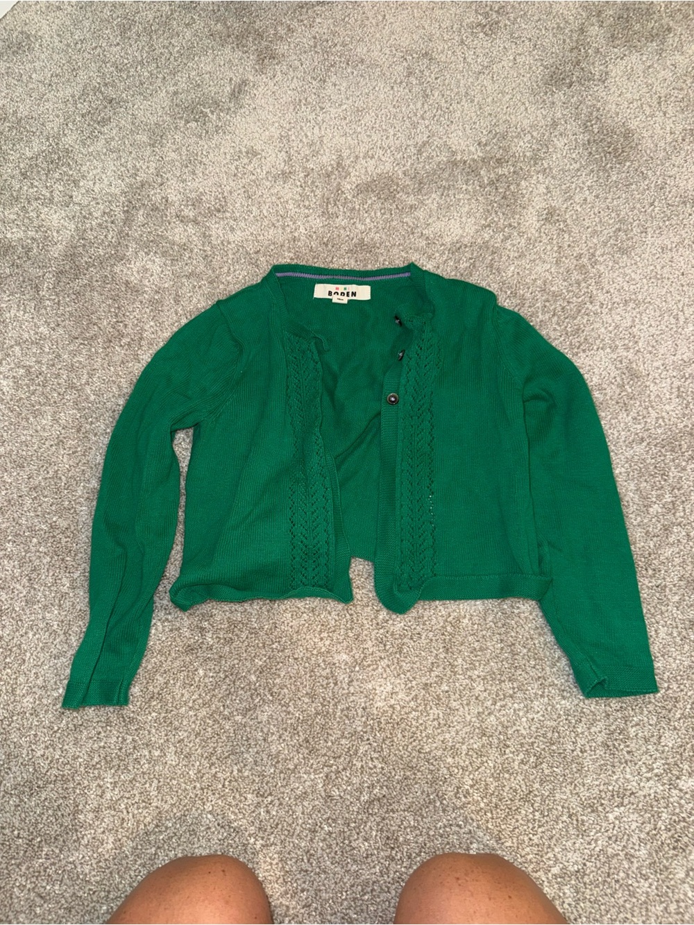 Mini Boden Emerald Green Girls' Knit Cardigan